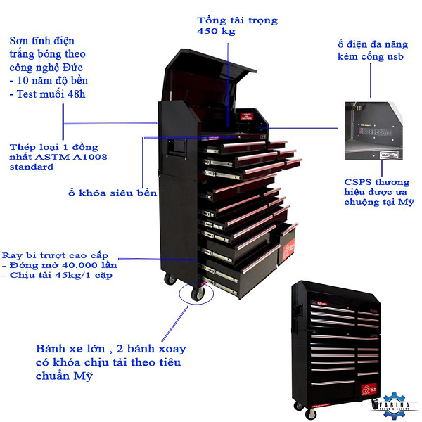 15 mẫu tủ đồ nghề CSPS thông dụng hiện nay
