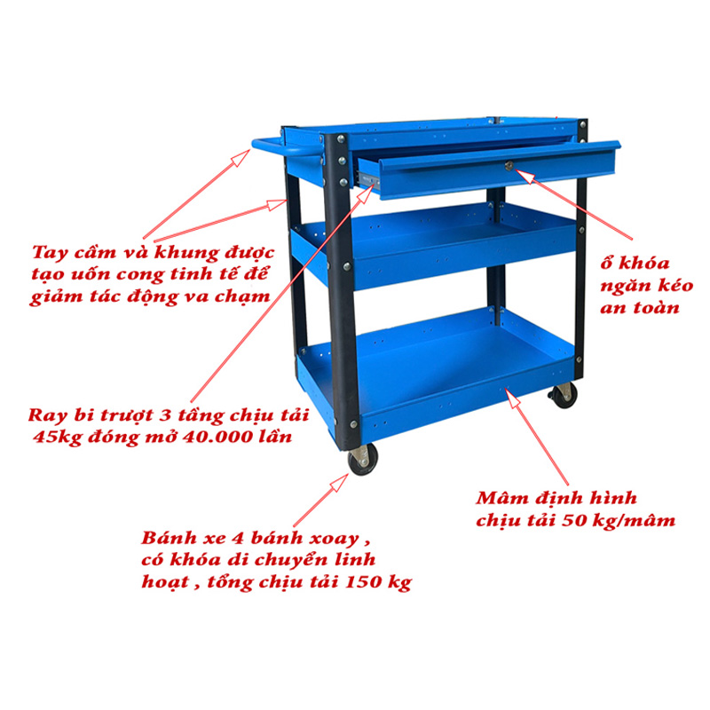 Gợi ý những xe đẩy dụng cụ phổ biến hiện nay