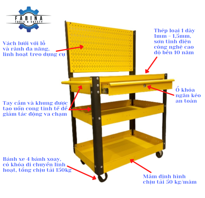 Gợi ý những xe đẩy dụng cụ phổ biến hiện nay