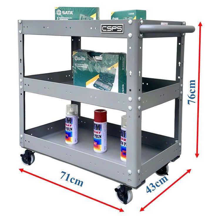 Phiên bản mới của xe đẩy CSPS 3 ngăn 71cm màu xám có gì đáng chú ý?