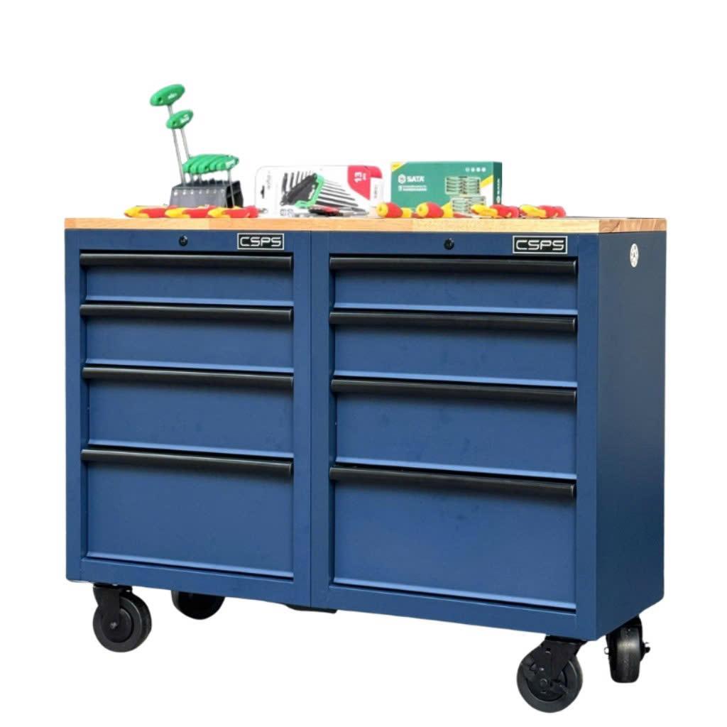 Ứng dụng tủ dụng cụ CSPS 8 hộc kéo mặt gỗ trong xưởng và gara hiện đại