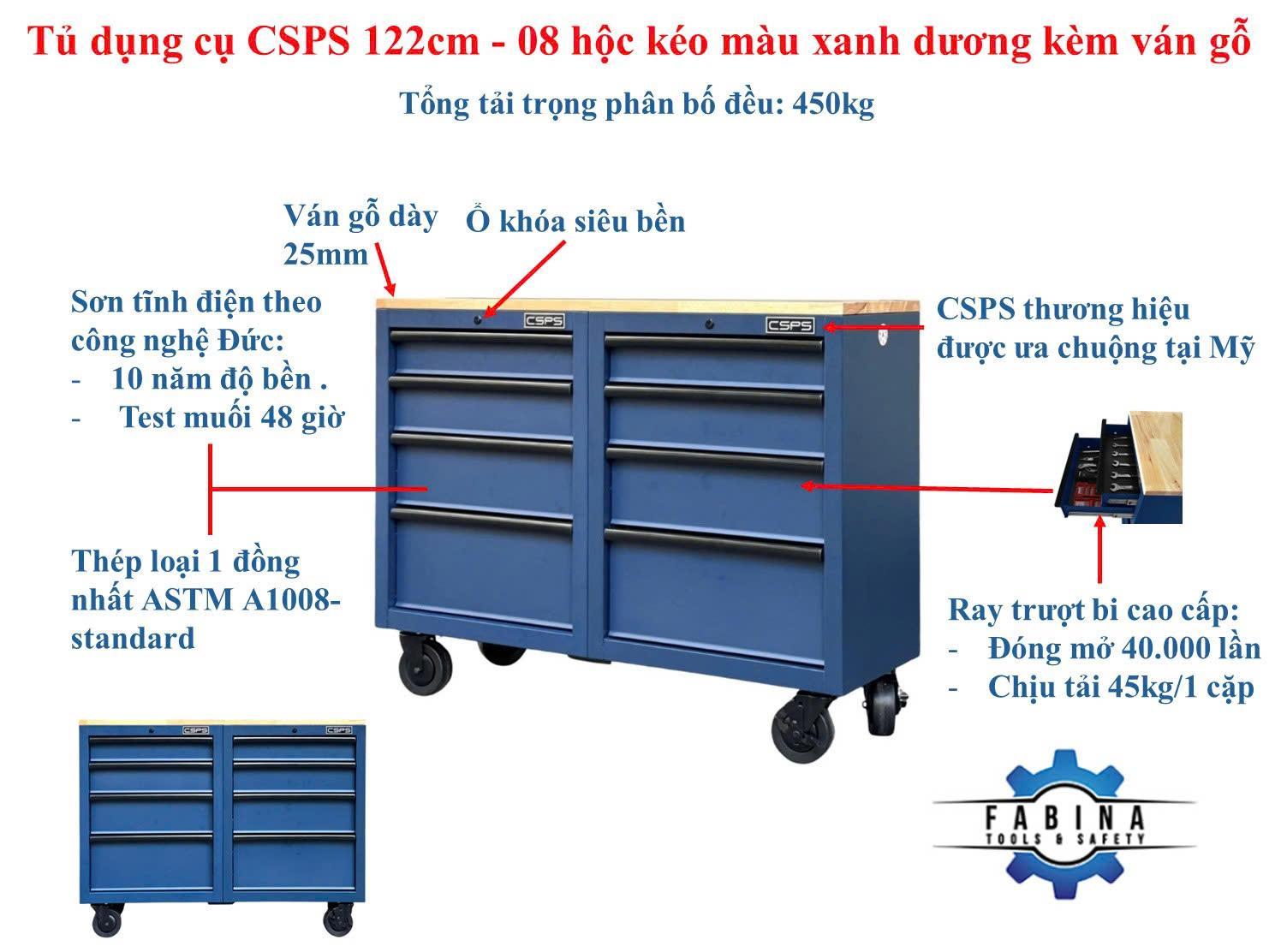 Ứng dụng tủ dụng cụ CSPS 8 hộc kéo mặt gỗ trong xưởng và gara hiện đại