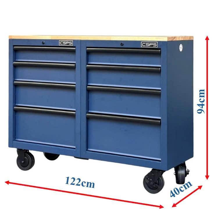 Ứng dụng tủ dụng cụ CSPS 8 hộc kéo mặt gỗ trong xưởng và gara hiện đại