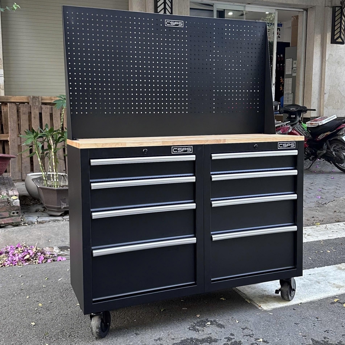 Giải mã sức hút của Tủ dụng cụ CSPS 122cm 08 hộc kéo màu đen kèm vách lưới