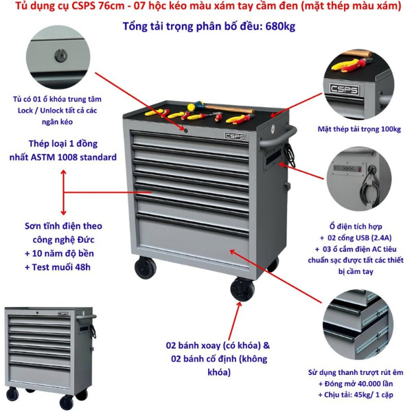 Nâng Tầm Không Gian Xưởng: Tủ Dụng Cụ 7 Hộc CSPS Cao Cấp