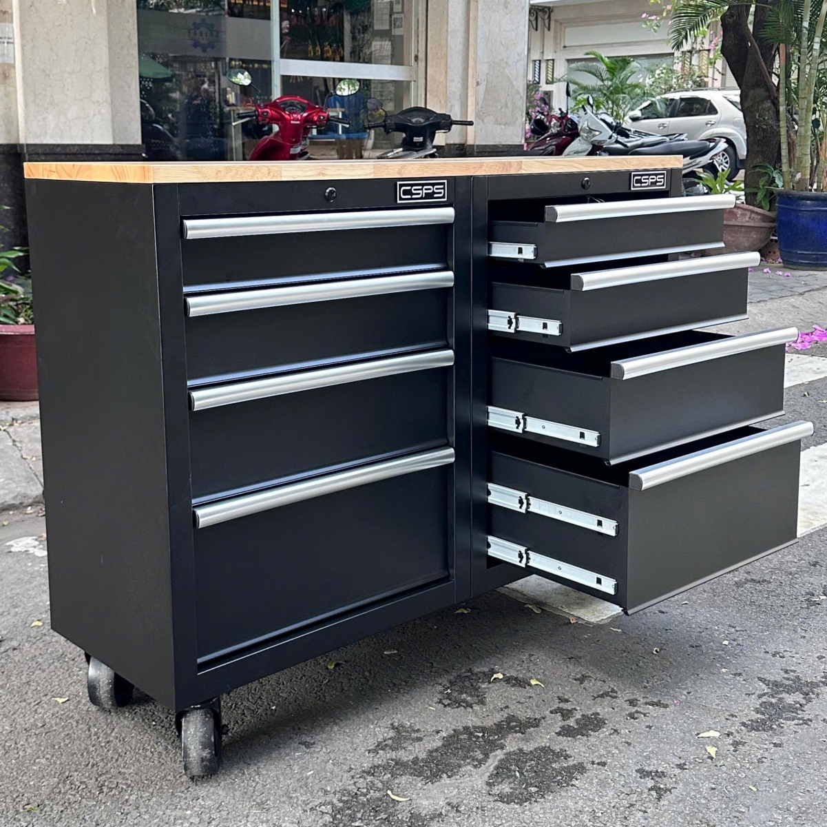 Review thực tế tủ dụng cụ CSPS 122cm 08 hộc kéo màu đen tại Fabina