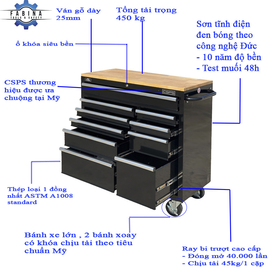 Tủ dụng cụ 10 ngăn – Không chỉ là chỗ chứa, mà là ‘trợ thủ’ nâng tầm tiệm sửa