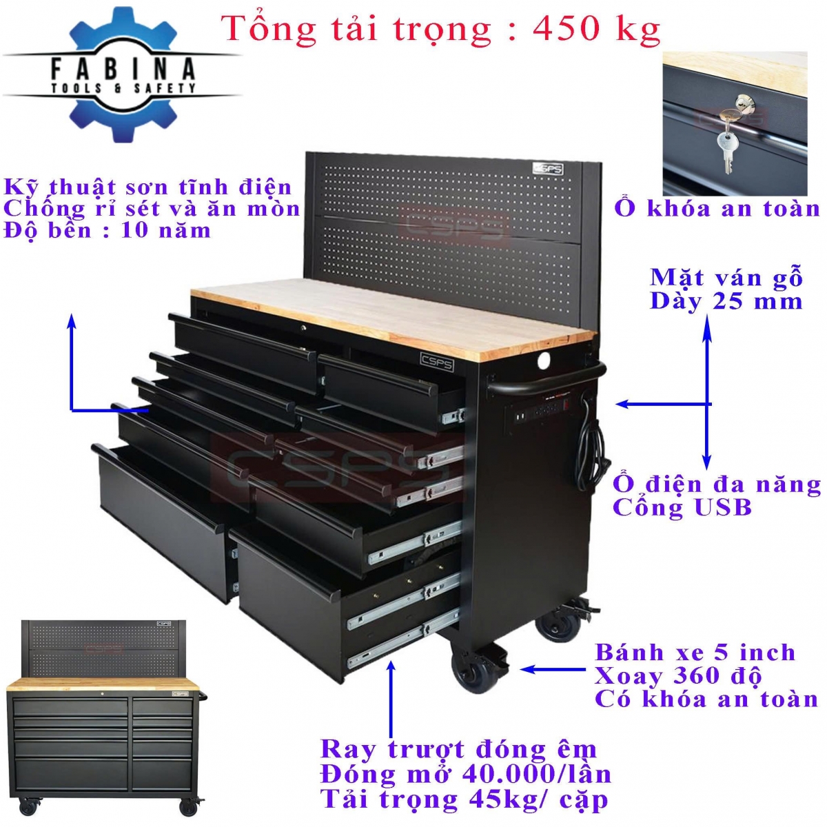 Tủ dụng cụ 10 ngăn thép không gỉ - Bền bỉ vượt thời gian