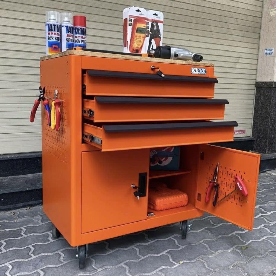Tủ Dụng Cụ 3 Hộc Kéo 2 Ngăn Chứa Màu Cam Là Giải Pháp Lưu Trữ Đồ Nghề Hiệu Quả