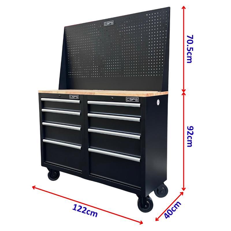 Tủ dụng cụ CSPS 122cm 08 hộc kéo màu đen kèm vách lưới giúp nâng cấp không gian làm việc như thế nào?