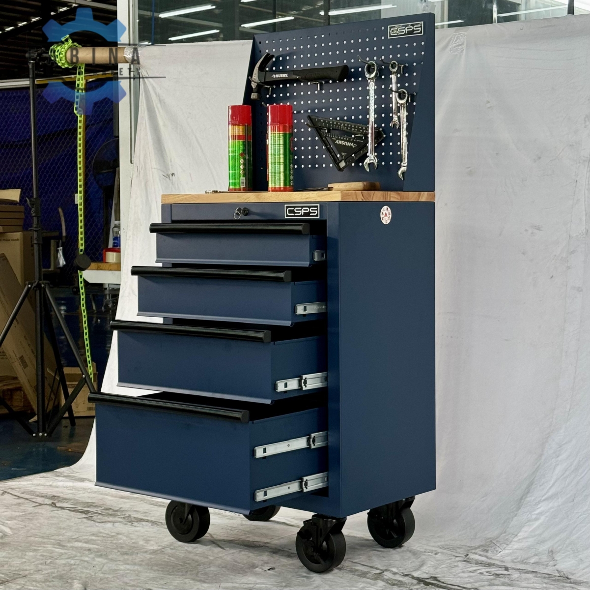 Các mẫu tủ dụng cụ CSPS 61cm- 4 hộc kéo màu xanh dương