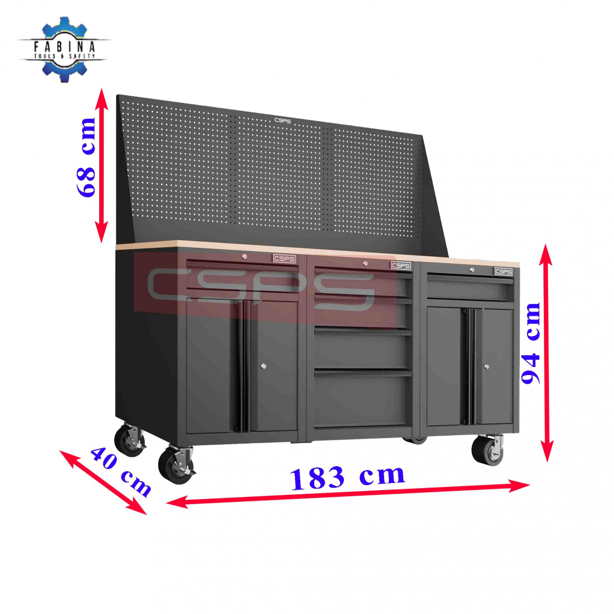 Định nghĩa lại sự chuyên nghiệp với bộ 3 tủ dụng cụ CSPS 183cm mặt ván gỗ