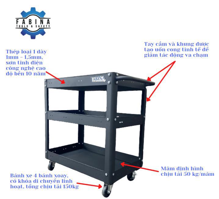 Vì sao xe đẩy 3 tầng phù hợp để phân loại dụng cụ khi làm việc?