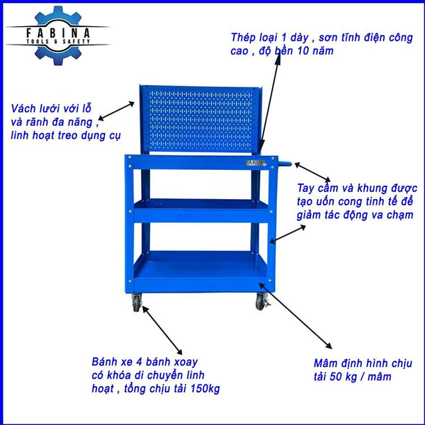 Xe đẩy dụng cụ là bạn đồng hành đáng tin cậy trong quá trình làm việc