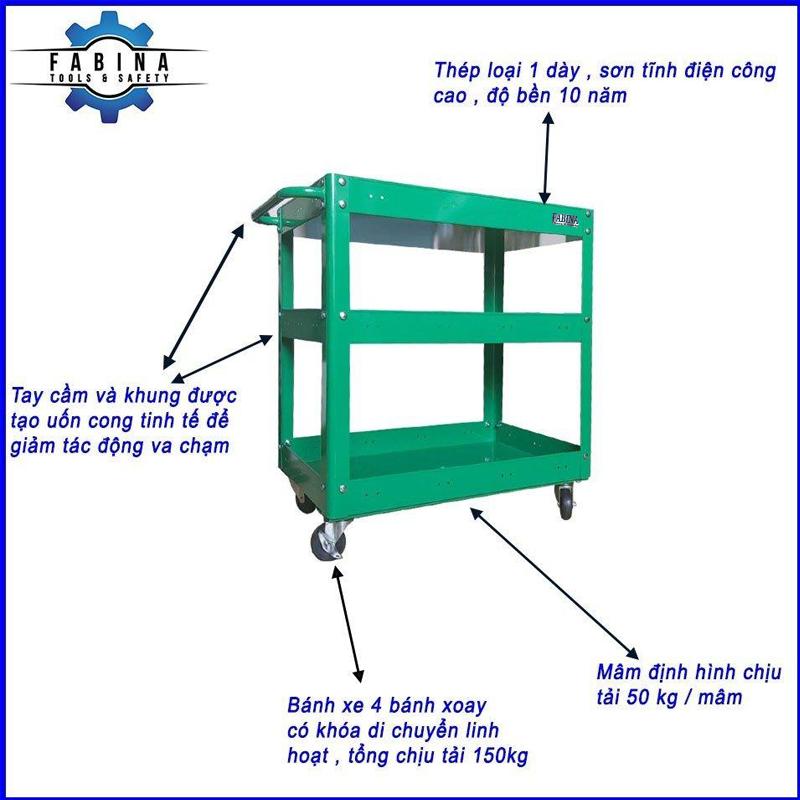 Xe Đẩy 3 Ngăn Fabina Giúp Vận Chuyển Hàng Hóa Linh Hoạt