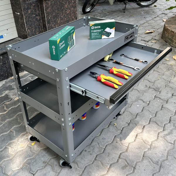 Xe Đẩy CSPS 3 Ngăn Màu Xám Phù Hợp Mọi Xưởng Chuyên Nghiệp Chính Hãng