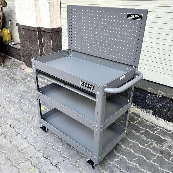 Xe Đẩy CSPS 3 Ngăn Màu Xám Phù Hợp Mọi Xưởng Chuyên Nghiệp Chính Hãng