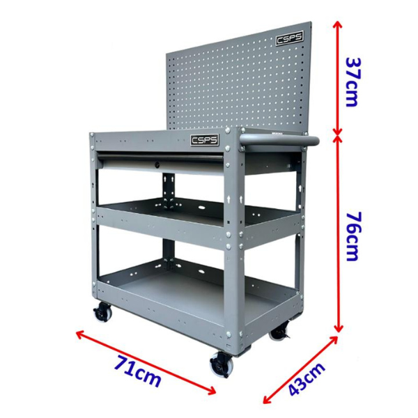 Xe Đẩy CSPS 3 Ngăn Màu Xám Phù Hợp Mọi Xưởng Chuyên Nghiệp Chính Hãng