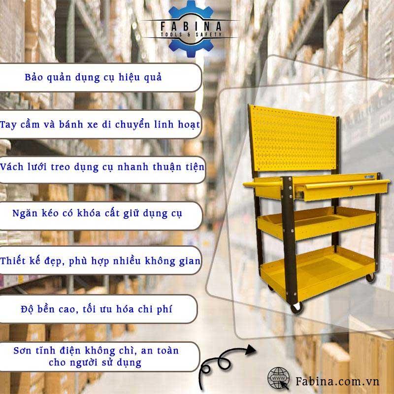 Xe đẩy dụng cụ Fabina 3 ngăn 1 hộc kéo: giá tốt giảm 3% cho giải pháp lưu trữ hiệu quả