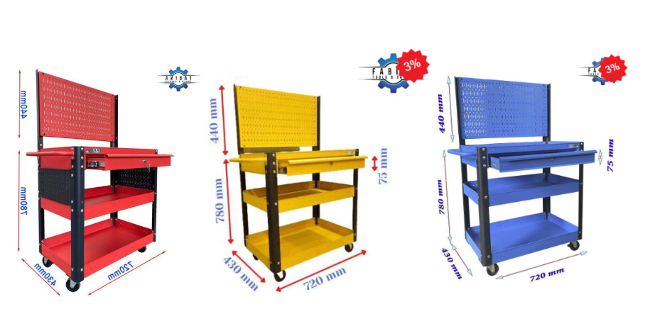 Xe đẩy dụng cụ Fabina 3 ngăn 1 hộc kéo: giá tốt giảm 3% cho giải pháp lưu trữ hiệu quả