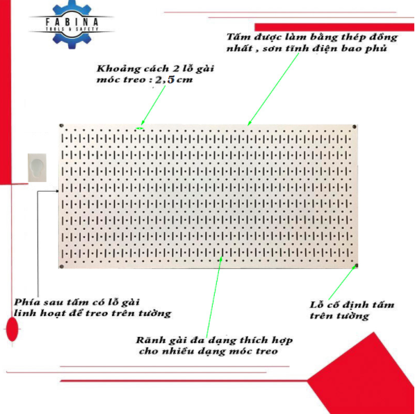 Tấm lưới Pegboard màu trắng treo tường đa năng FABINA giá rẻ 