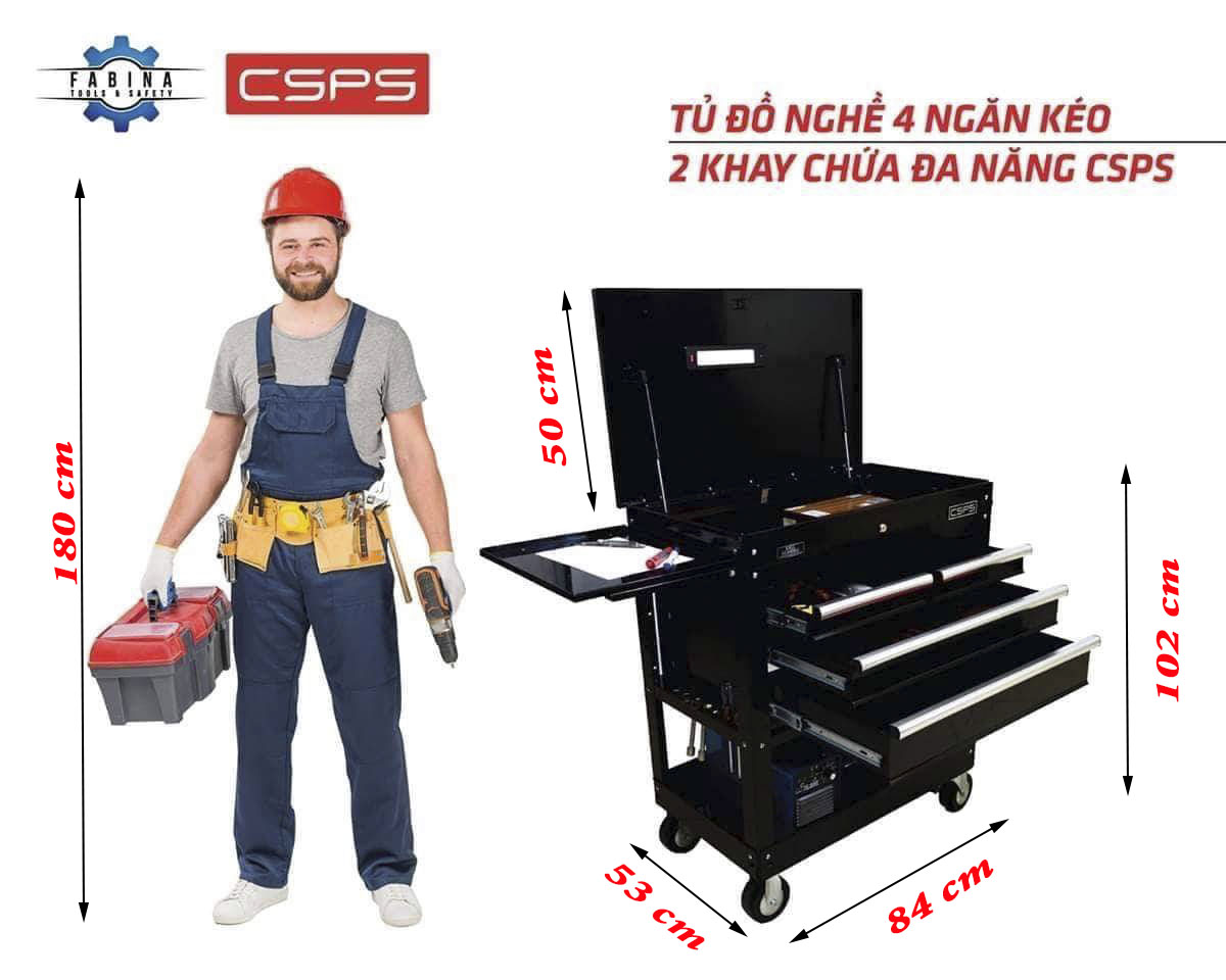 Tủ đồ nghề 4 ngăn kéo 2 khay chứa đa năng CSPS chất lượng cao giá rẻ