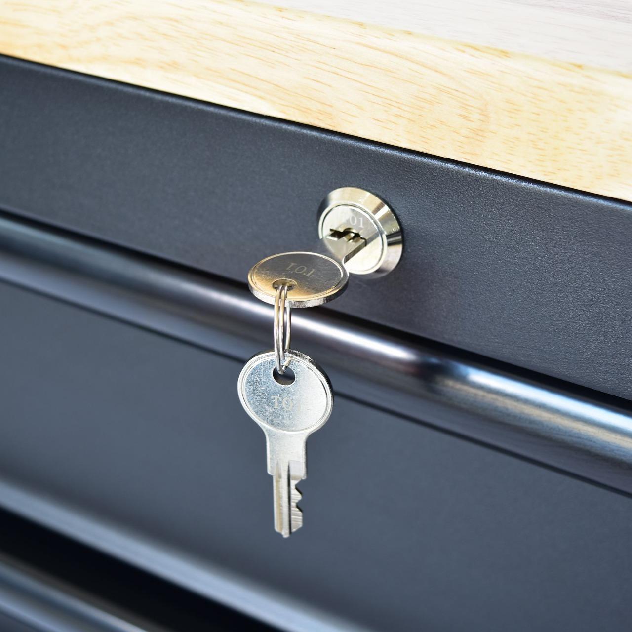 Tủ dụng cụ 10 ngăn kéo 132cm màu đen mờ mặt ván gỗ CSPS