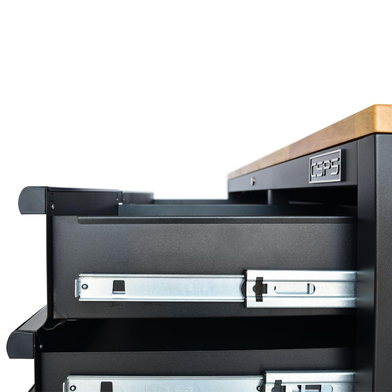 Tủ dụng cụ 10 ngăn kéo 132cm màu đen mờ mặt ván gỗ CSPS