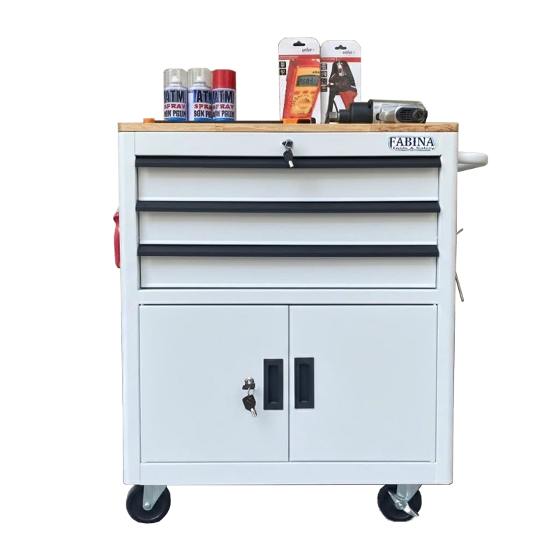 Tủ dụng cụ 3 hộc kéo 2 ngăn chứa màu trắng Fabina