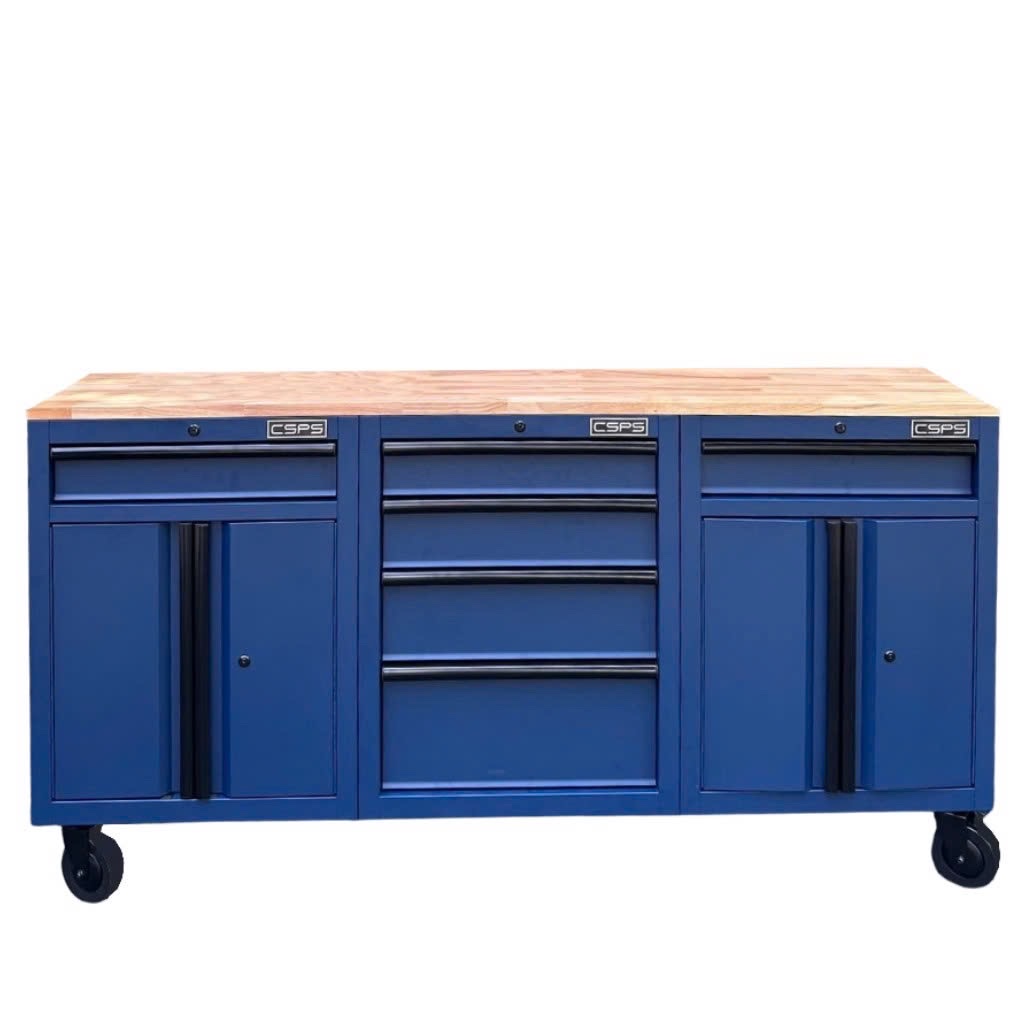 Tủ dụng cụ CSPS 183cm - 06 hộc kéo màu xanh dương mặt ván gỗ