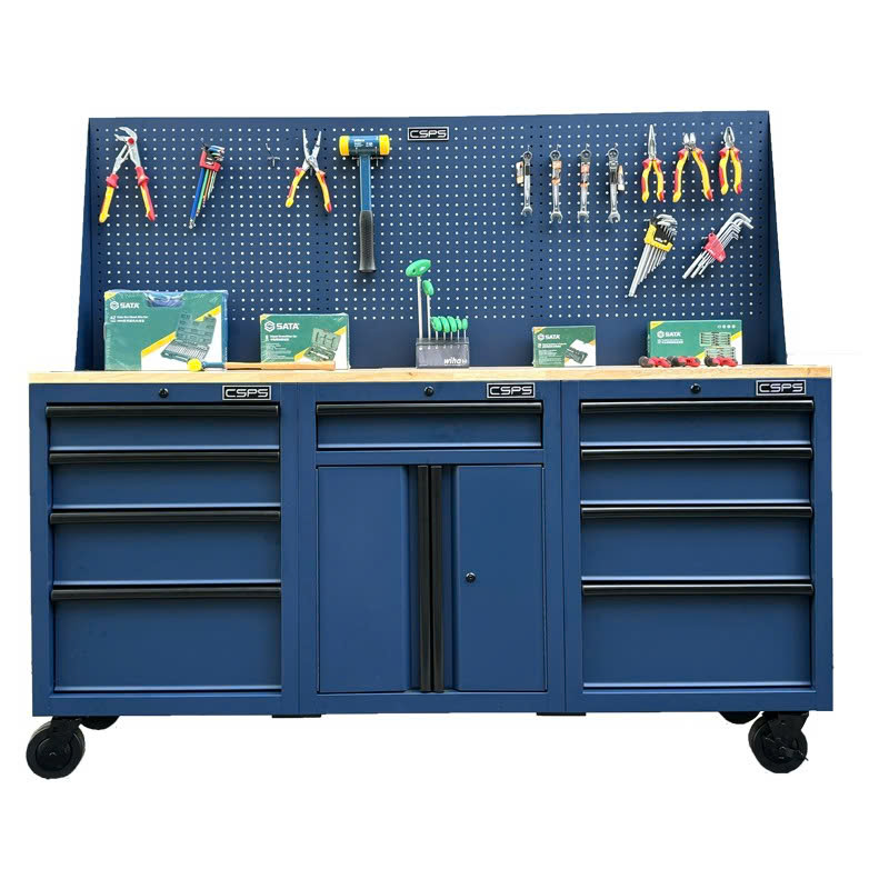 Tủ dụng cụ CSPS 183cm - 09 hộc kéo màu xanh dương kèm vách lưới