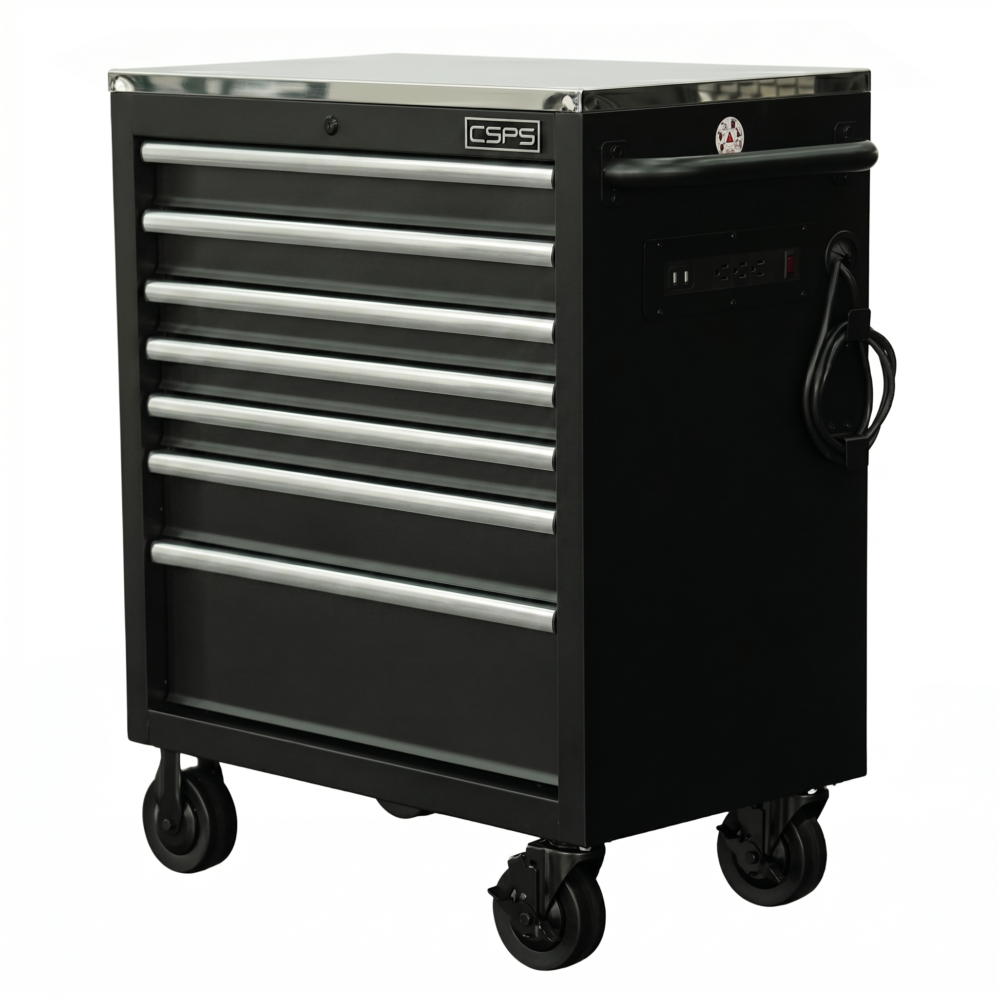 Tủ dụng cụ CSPS 76cm - 07 hộc kéo tay cầm trắng (mặt inox)