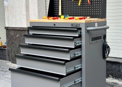Giới Thiệu Tủ Dụng Cụ CSPS 76cm 5 Hộc Kéo Màu Xám Kèm Vách Lưới Mặt Ván Gỗ