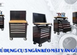 Tủ Dụng Cụ 5 Ngăn Kéo CSPS Mặt Gỗ Nâng Hạ Cho Xưởng Hiện Đại