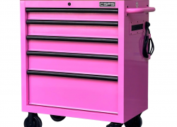 CSPS Glossy Pink tool cabinet 76cm with Solid Wood on Top - 05 drawers