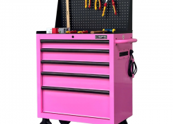 CSPS 76cm Glossy Pink Non-Lift Tool Cabinet with Steel Top & Pegboard – 5 Drawers
