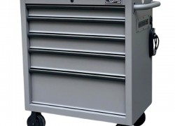 Tủ dụng cụ CSPS 76cm - 05 hộc kéo không nâng hạ màu xám tay cầm đen (mặt inox)