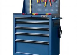 CSPS 76cm Blue Non-Lift Tool Cabinet with Steel Top & Pegboard – 5 Drawers