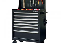 CSPS Matt Black Tool Cabinet with Mesh Wall and Steel Top - 7 Drawers