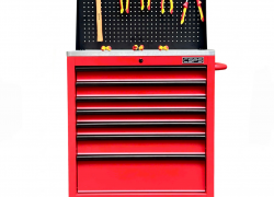 Tủ dụng cụ CSPS 76cm - 07 hộc kéo màu đỏ kèm vách lưới (mặt inox)