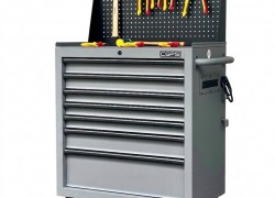 Tủ dụng cụ CSPS 76cm - 07 hộc kéo màu xám kèm vách lưới (mặt thép màu xám)