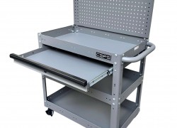 Xe đẩy CSPS 3 ngăn 71cm màu xám 01 hộc kéo kèm vách lưới