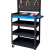 Xe đẩy 4 tầng cao 980mm màu đen hộc kéo xanh dương kèm vách lưới