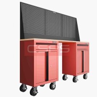 Double door open cabinet with red wood paneling CSPS 183cm W x 40cm D x 78.7cm H