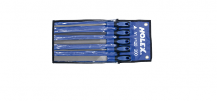 File set with 2-component handle, 5 pieces in a tool roll Cut 2 200 mm