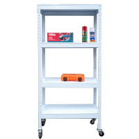 Multi-function 4-tier wheeled shelf 76cmx31cmx161cm white color FABINA