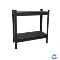 2 tier low shelf with 76cm black steel plate FABINA