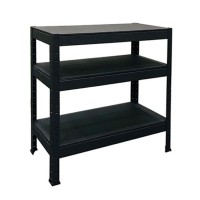 3-tier low shelf with steel plate 76cmx31cmx76cm black FABINA