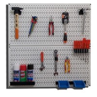 Double mesh Pegboard white with hanging accessories FABINA - 2 panels