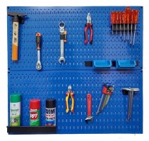 Double mesh Pegboard blue with hanging accessories FABINA - 2 panels